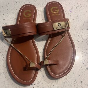 Guess Brown Sandals with Gold Harware